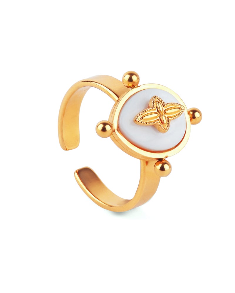 TAAHIRA Vintage Pearl Geometric Ring - Image 1